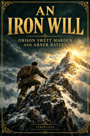 Illustrated ebook cover for An Iron Will by Orison Swett Marden and Abner Bayley — VERSOVISTA premium ebook edition