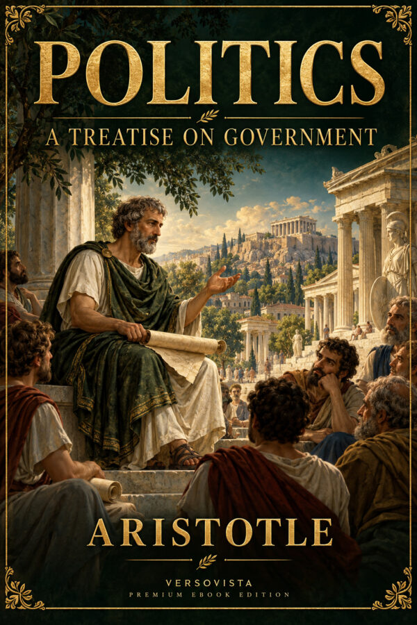 Illustrated ebook cover for Politics: A Treatise on Government by Aristotle — VERSOVISTA premium ebook edition