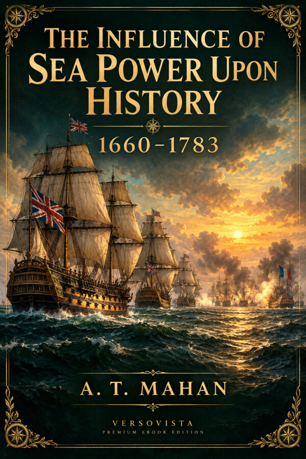 Illustrated ebook cover for The Influence of Sea Power Upon History, 1660–1783 by A. T. Mahan — VERSOVISTA premium ebook edition