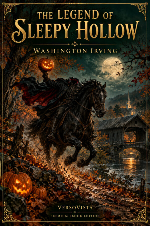 Illustrated ebook cover for The Legend of Sleepy Hollow by Washington Irving — VERSOVISTA premium ebook edition