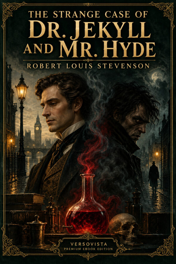 Illustrated ebook cover for The Strange Case of Dr. Jekyll and Mr. Hyde by Robert Louis Stevenson — VERSOVISTA premium ebook edition
