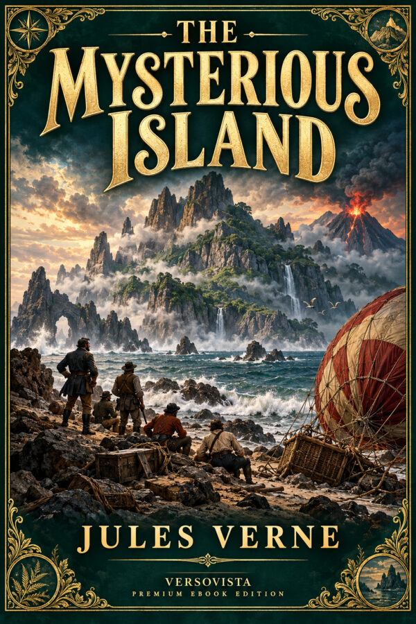 539-the-mysterious-island Illustrated ebook cover for The Mysterious Island by Jules Verne — VERSOVISTA premium ebook edition