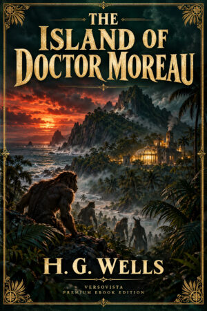 Illustrated ebook cover for The Island of Doctor Moreau by H. G. Wells — VERSOVISTA premium ebook edition