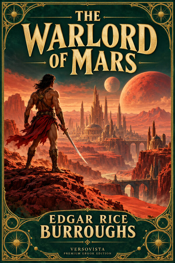 Illustrated ebook cover for The Warlord of Mars by Edgar Rice Burroughs — VERSOVISTA premium ebook edition