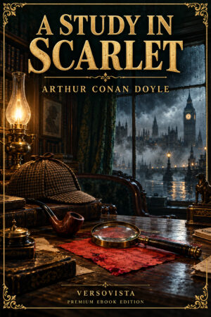 Illustrated ebook cover for A Study in Scarlet by Arthur Conan Doyle — VERSOVISTA premium ebook edition