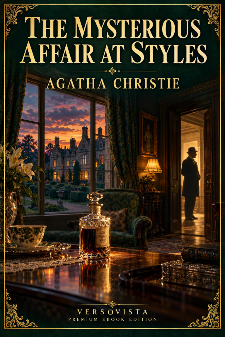 Illustrated ebook cover for The Mysterious Affair at Styles by Agatha Christie — VERSOVISTA premium ebook edition